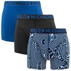 Muchachomalo 3-pack Microfiber Boxers Lines Blauw & Zwart