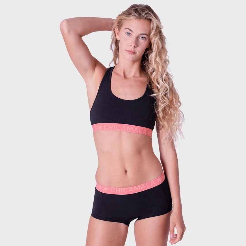 Chicamala Dames 2-pack Mini Boxershorts Combi Zwart 2 Chicamala Dames 2-pack Mini Boxershorts Combi Zwart - Afbeelding 2