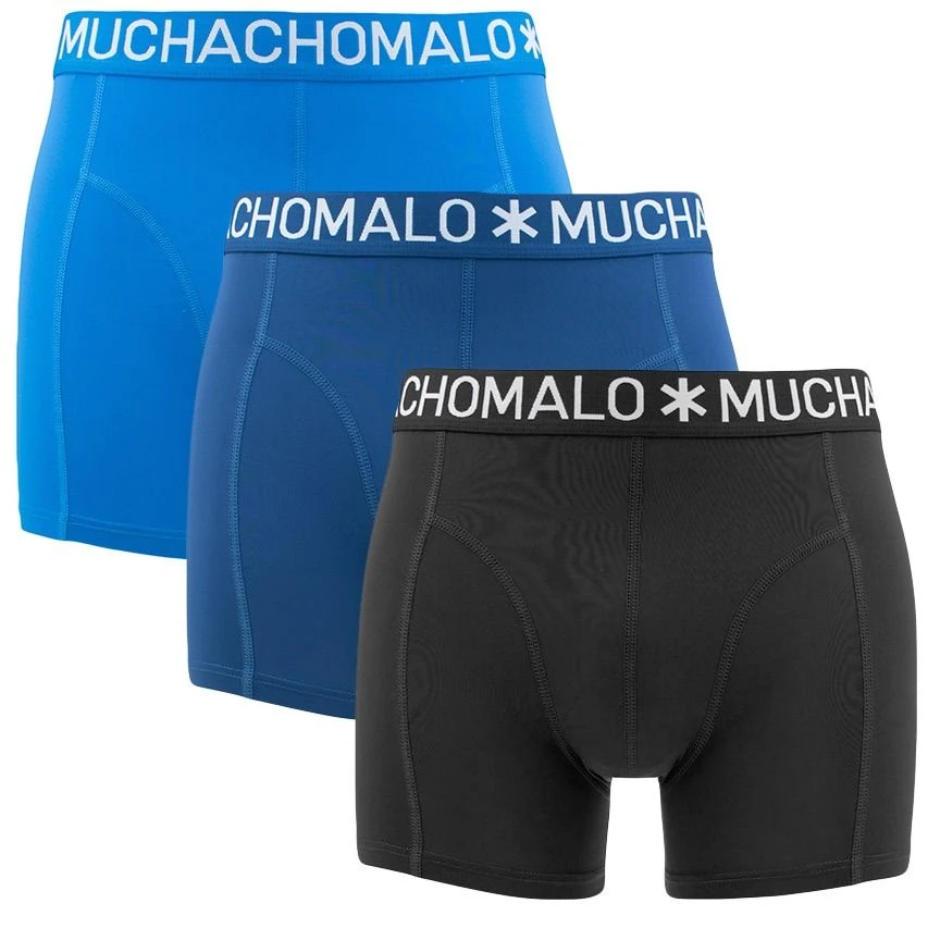 Muchachomalo 3-pack Microfiber Boxers Basic Blauw & Zwart 1 Muchachomalo 3-pack Microfiber Boxers Basic Blauw & Zwart