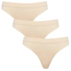 ONLY Dames 3-pack Microfiber Strings Vicky Rib Beige