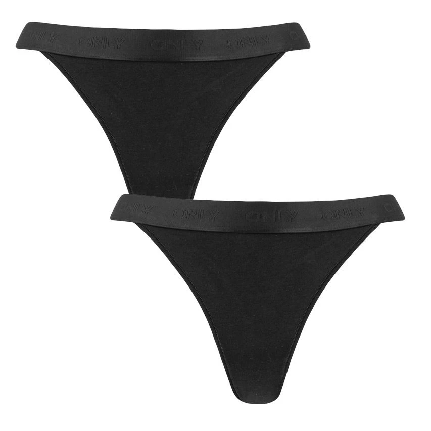ONLY Dames 2-pack Strings Cool Cotton Zwart 1 ONLY Dames 2-pack Strings Cool Cotton Zwart
