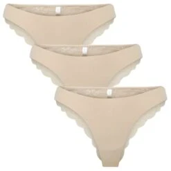 ONLY Dames 3-pack Microfiber Brazillians Kant Chloe Beige