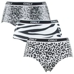 ONLY Dames 3-pack Hipsters Liga Zwart & Wit