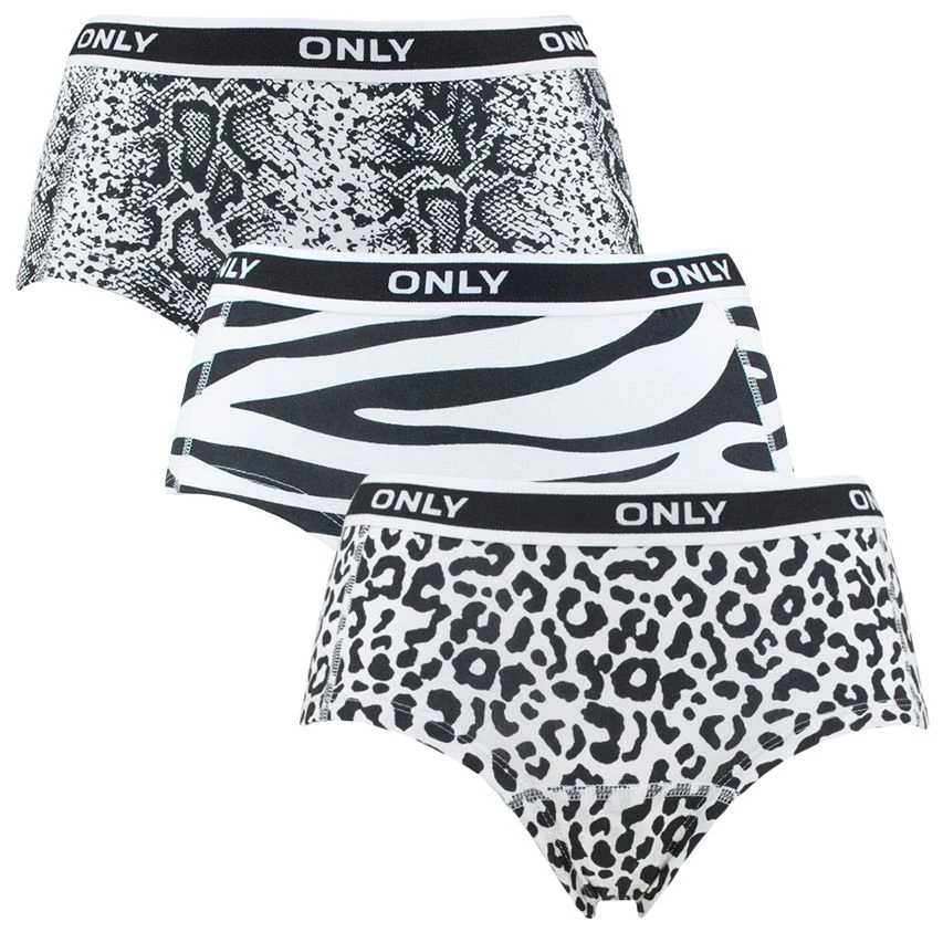 ONLY Dames 3-pack Hipsters Liga Zwart & Wit 1 ONLY Dames 3-pack Hipsters Liga Zwart & Wit