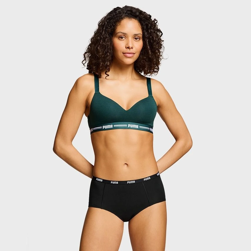PUMA Dames 3-pack Mini Boxershorts Basic Groen & Zwart 2 PUMA Dames 3-pack Mini Boxershorts Basic Groen & Zwart - Afbeelding 2