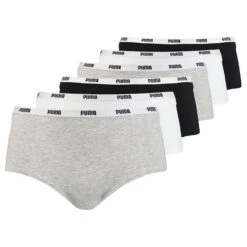 PUMA Dames 6-pack Cotton Modal Hipsters Ecom Zwart, Grijs & Wit