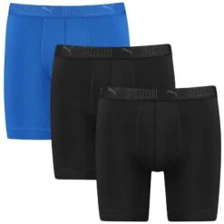 PUMA 3-pack Microfiber Long Boxers Sport Zwart & Blauw