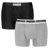 PUMA 2-pack Boxers Everyday Placed Logo Zwart & Grijs
