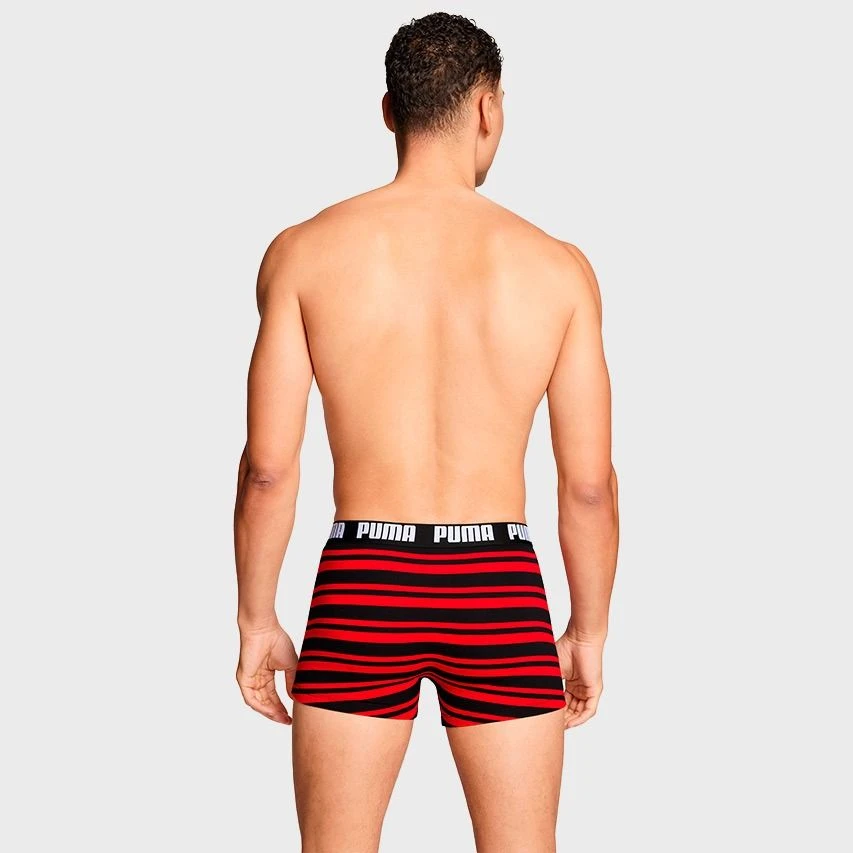 PUMA 2-pack Boxers Everyday Striped Zwart & Rood 3 PUMA 2-pack Boxers Everyday Striped Zwart & Rood - Afbeelding 3