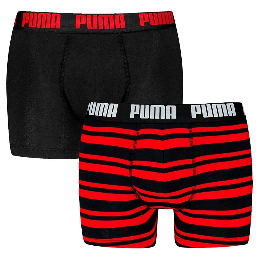 PUMA 2-pack Boxers Everyday Striped Zwart & Rood 1 PUMA 2-pack Boxers Everyday Striped Zwart & Rood