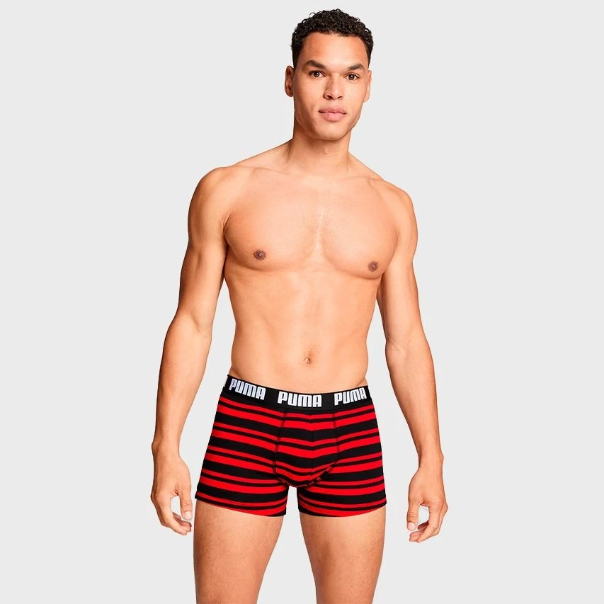 PUMA 2-pack Boxers Everyday Striped Zwart & Rood 2 PUMA 2-pack Boxers Everyday Striped Zwart & Rood - Afbeelding 2
