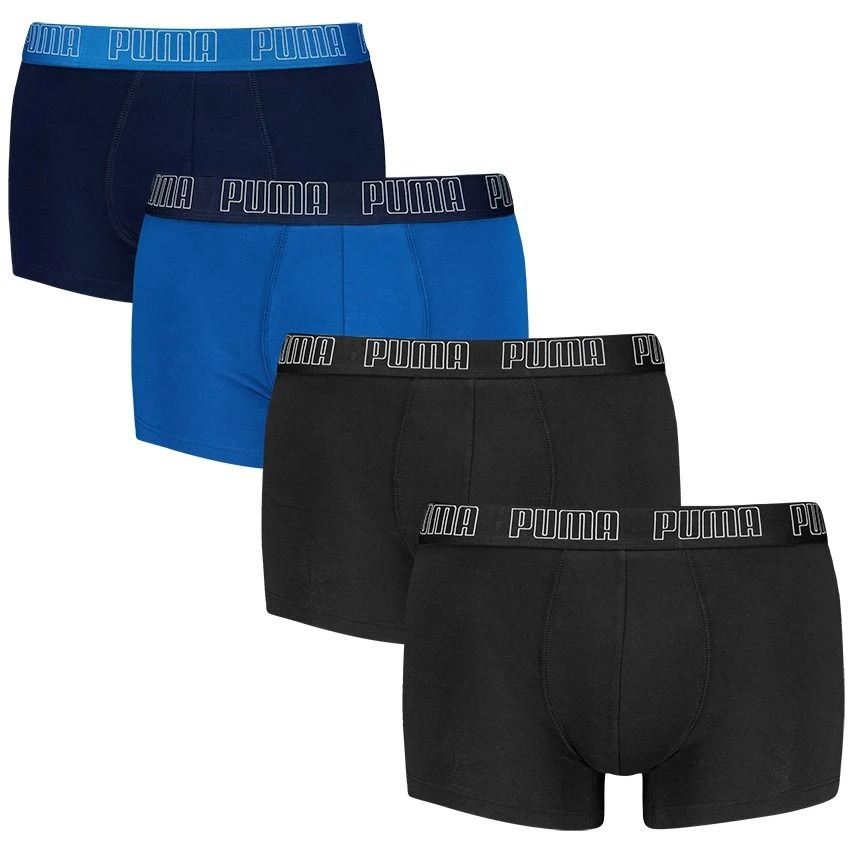 PUMA 4-pack Boxer Trunks Everyday Zwart & Blauw 1 PUMA 4-pack Boxer Trunks Everyday Zwart & Blauw