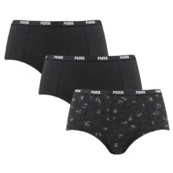 PUMA Dames 3-pack Mini Boxershorts Printed Zwart