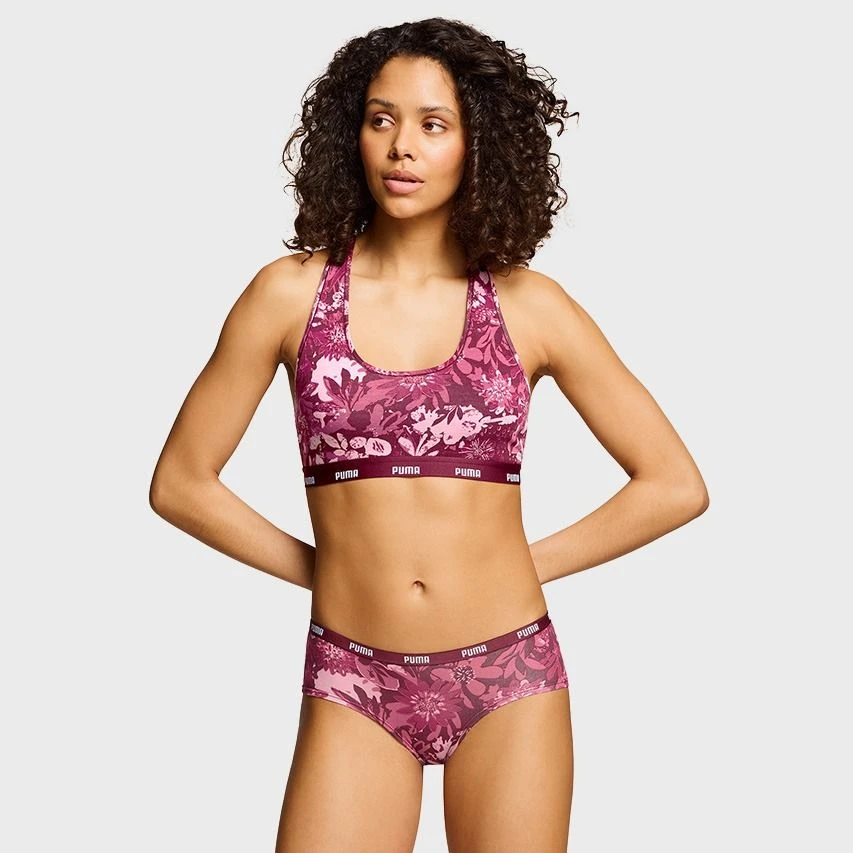 PUMA Dames 3-pack Hipsters Printed Paars & Roze 2 PUMA Dames 3-pack Hipsters Printed Paars & Roze - Afbeelding 2