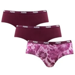 PUMA Dames 3-pack Hipsters Printed Paars & Roze