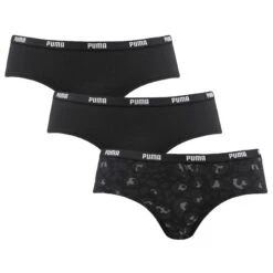 PUMA Dames 3-pack Hipsters Printed Zwart