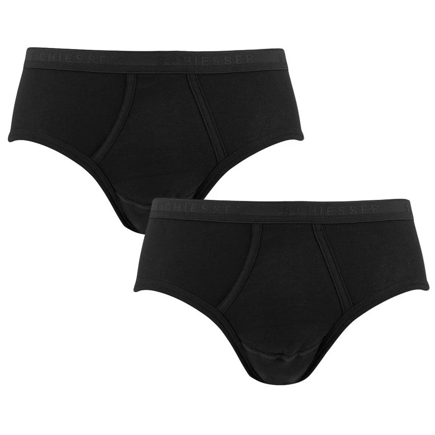 Schiesser Original Classics 2-pack Sport Herenslips Dubbelrib Zwart 1 Schiesser Original Classics 2-pack Sport Herenslips Dubbelrib Zwart