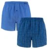 Schiesser 2-pack Wijde Boxershorts Ruit Blauw II