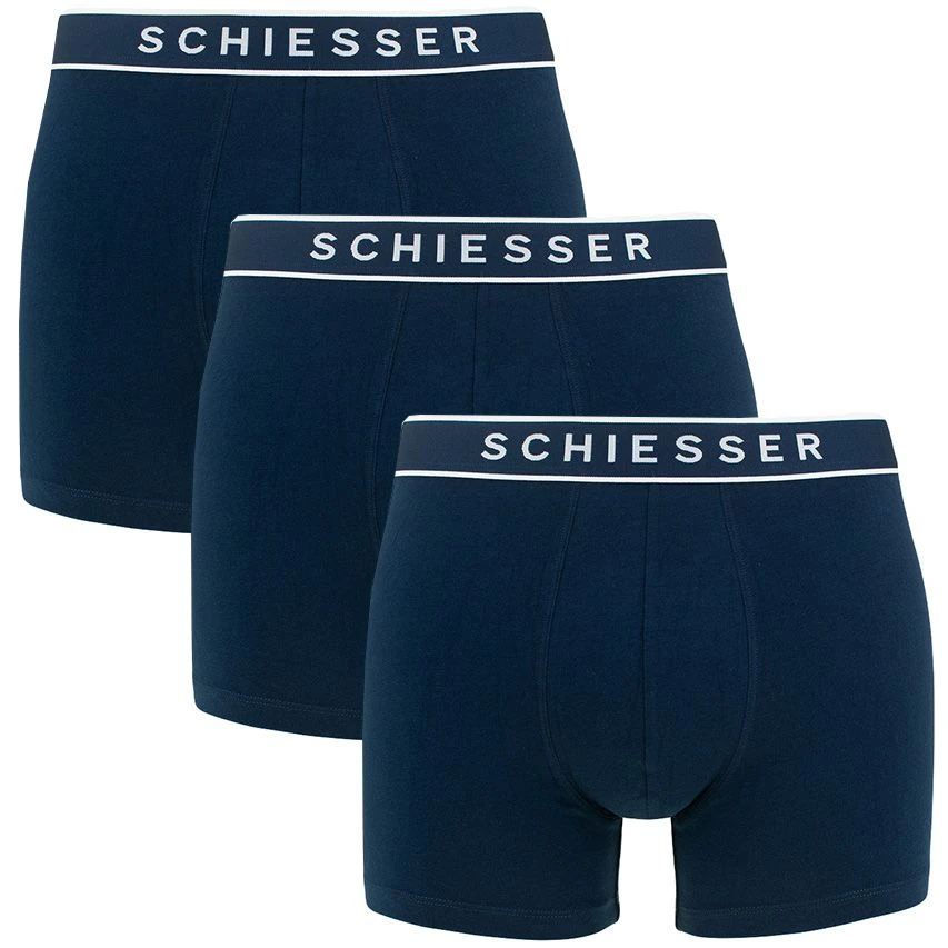 Schiesser 95/5 3-pack Basic Shorts Blauw 1 Schiesser 95/5 3-pack Basic Shorts Blauw