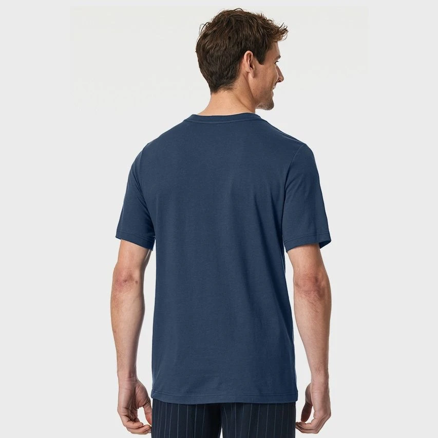 Schiesser Mix + Relax V-hals Pyjamashirt Blauw 3 Schiesser Mix + Relax V-hals Pyjamashirt Blauw - Afbeelding 3