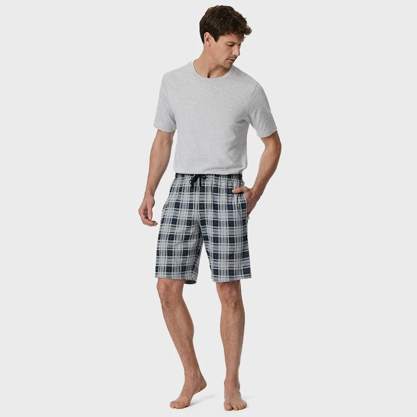 Schiesser Mix + Relax Pyjamabroek Kort Check Grijs & Blauw 5 Schiesser Mix + Relax Pyjamabroek Kort Check Grijs & Blauw - Afbeelding 5