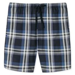 Schiesser Mix + Relax Woven Pyjamabroek Kort Check Blauw