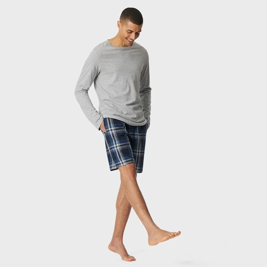 Schiesser Mix + Relax Woven Pyjamabroek Kort Check Blauw 5 Schiesser Mix + Relax Woven Pyjamabroek Kort Check Blauw - Afbeelding 5