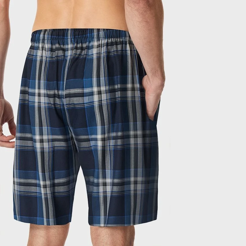 Schiesser Mix + Relax Woven Pyjamabroek Kort Check Blauw 4 Schiesser Mix + Relax Woven Pyjamabroek Kort Check Blauw - Afbeelding 4