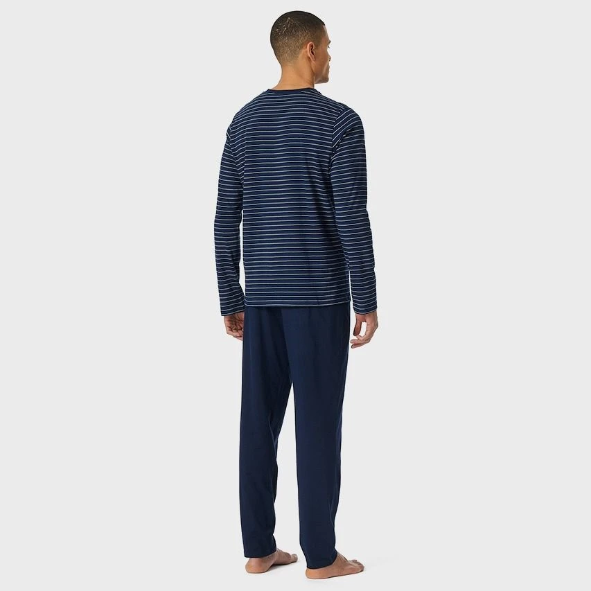 Schiesser Casual Essentials Pyjamaset Lang Stripe Blauw 4 Schiesser Casual Essentials Pyjamaset Lang Stripe Blauw - Afbeelding 4