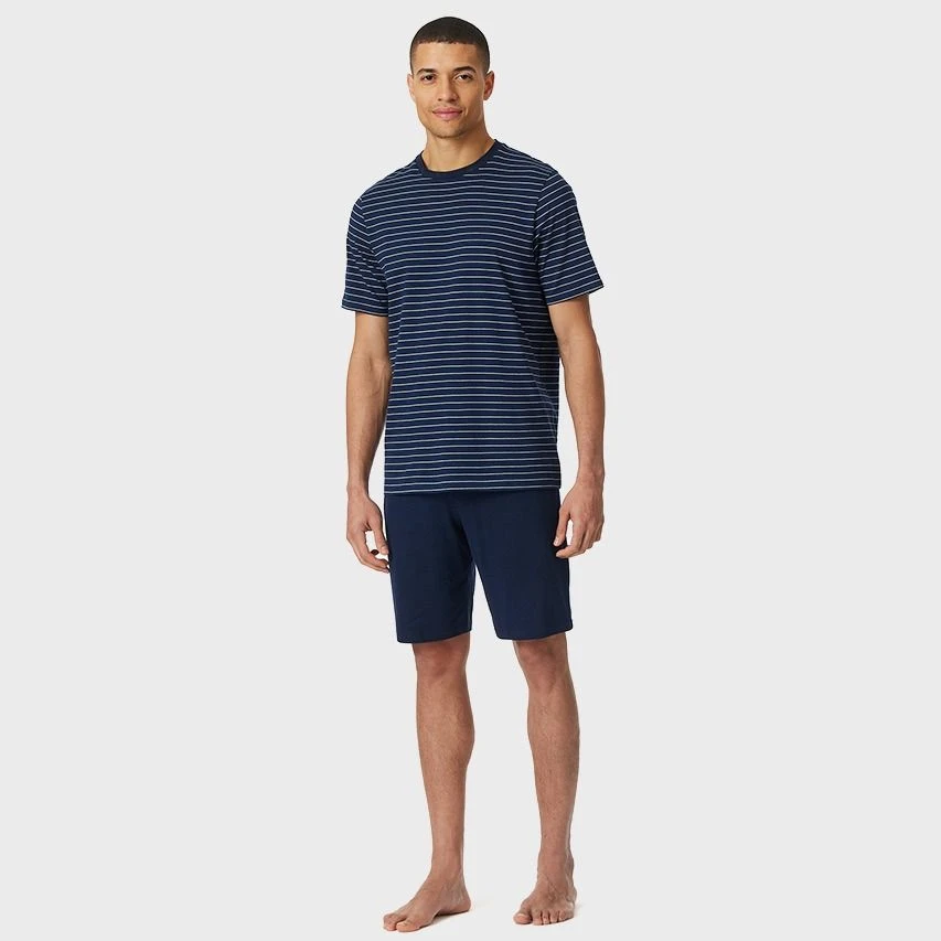 Schiesser Casual Essentials Pyjamaset Kort Stripe Blauw 2 Schiesser Casual Essentials Pyjamaset Kort Stripe Blauw - Afbeelding 2