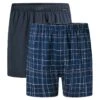 Schiesser 2-pack Wijde Boxershorts Check Print Blauw