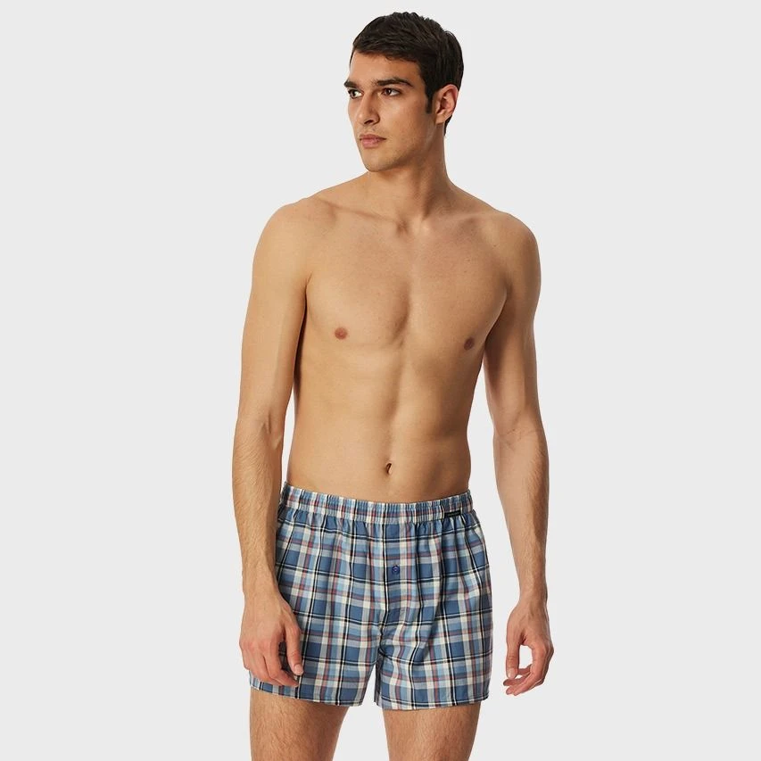 Schiesser 2-pack Wijde Boxershorts Basic Check Blauw II 2 Schiesser 2-pack Wijde Boxershorts Basic Check Blauw II - Afbeelding 2